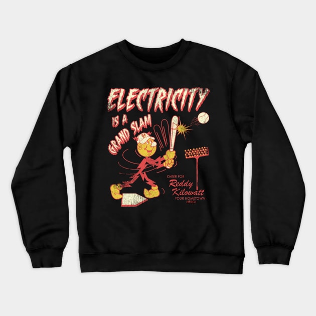 Vintage Distressed Reddy Kilowatt Baseball Hero Crewneck Sweatshirt by darklordpug